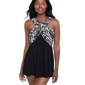 Great Lengths Swimdress One Piece Swimsuit Swim Dress Crossover Draped 14